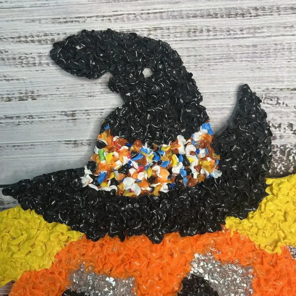 Vintage Halloween Melted Plastic Popcorn‎ Confetti Pumpkin Jack O Lantern